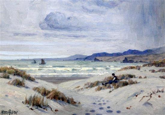 Henry Morland Gore (b.1864) Beach scene, New Zealand, 9 x 13in.